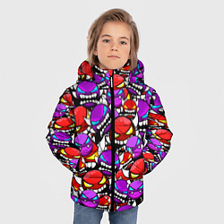 Куртка зимняя для мальчика Geometry Dash паттерн смайлов, цвет: 3D-черный — фото 2
