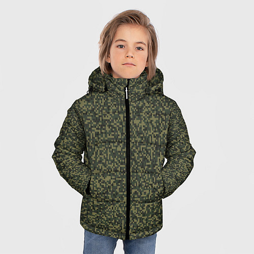 Зимняя куртка для мальчика Цифра Флора пиксельный камуфляж / 3D-Черный – фото 3