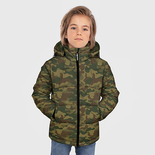 Зимняя куртка для мальчика Камуфляж: хаки / 3D-Черный – фото 3