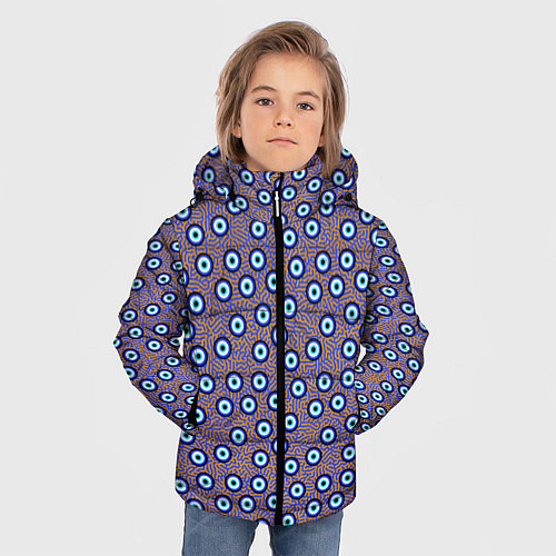 Зимняя куртка для мальчика Глаза от сглаза паттерн крупно / 3D-Черный – фото 3