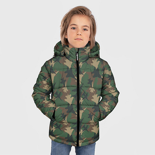 Зимняя куртка для мальчика Самолёты камуфляж / 3D-Черный – фото 3