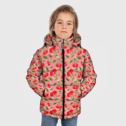 Куртка зимняя для мальчика Вишня Черешня паттерн, цвет: 3D-черный — фото 2