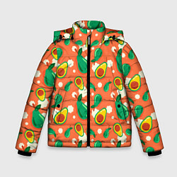 Куртка зимняя для мальчика Паттерн из авокадо, цвет: 3D-красный