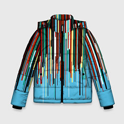 Куртка зимняя для мальчика Glitch pattern 2087, цвет: 3D-светло-серый