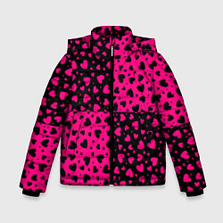 Куртка зимняя для мальчика Черно-Розовые сердца, цвет: 3D-светло-серый