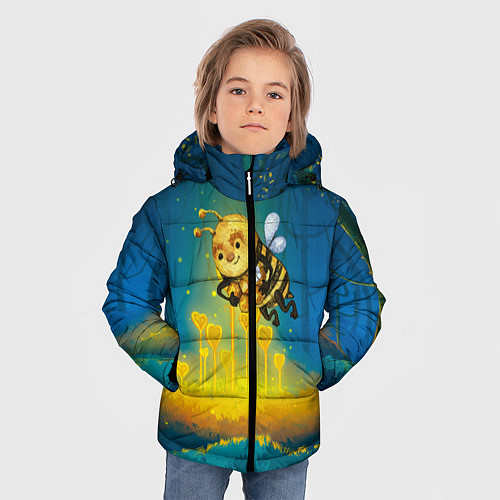 Зимняя куртка для мальчика Пчёла с сотами / 3D-Черный – фото 3