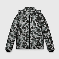 Куртка зимняя для мальчика Серый Вязаный Камуфляж, цвет: 3D-черный