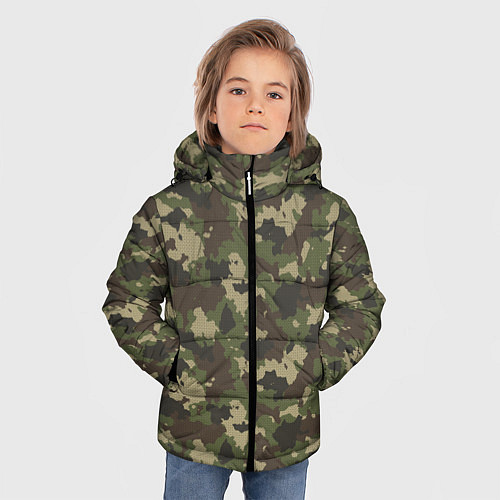 Зимняя куртка для мальчика Камуфляж для Леса / 3D-Черный – фото 3
