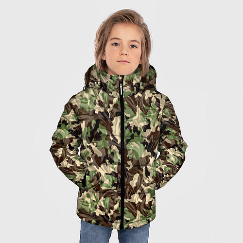 Зимняя куртка для мальчика Мятый Камуфляж / 3D-Черный – фото 3