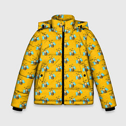 Куртка зимняя для мальчика Пчелы паттерн, цвет: 3D-черный