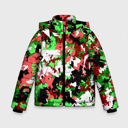 Зимняя куртка для мальчика Красно-зеленый камуфляж / 3D-Светло-серый – фото 1