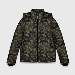 Куртка зимняя для мальчика Лесной Охотничий Камуфляж, цвет: 3D-черный