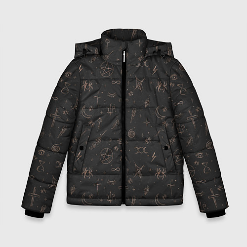 Зимняя куртка для мальчика Паттерн пентаграмма черный / 3D-Светло-серый – фото 1