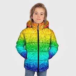 Куртка зимняя для мальчика Блестки радуга, цвет: 3D-черный — фото 2