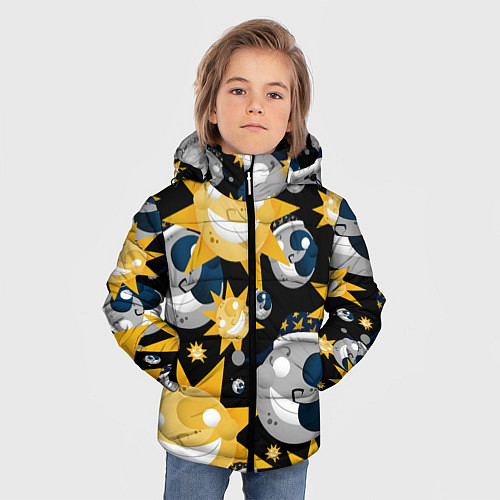 Зимняя куртка для мальчика Солнце и Луна из FNAF Security Breach Паттерн / 3D-Черный – фото 3