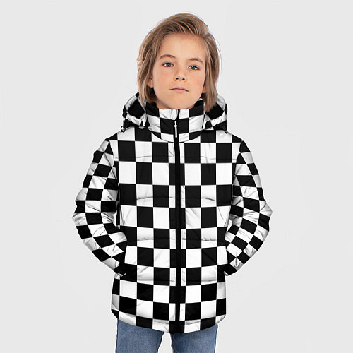 Зимняя куртка для мальчика Chess Squares Cubes / 3D-Черный – фото 3