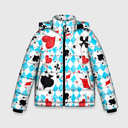 Куртка зимняя для мальчика Карты в воздухе, цвет: 3D-светло-серый