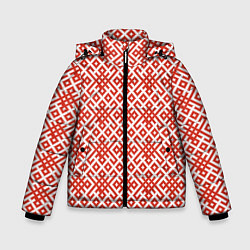 Куртка зимняя для мальчика Обережная Славянская Вышивка, цвет: 3D-красный