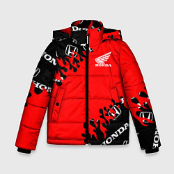 Куртка зимняя для мальчика Honda нарисованный огонь, цвет: 3D-черный