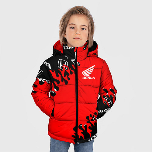 Зимняя куртка для мальчика Honda нарисованный огонь / 3D-Черный – фото 3