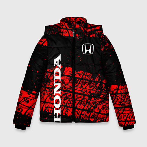 Зимняя куртка для мальчика Honda Следы от шин / 3D-Светло-серый – фото 1