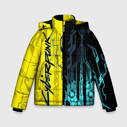 Куртка зимняя для мальчика CYBERPUNK 2077 Логотип, цвет: 3D-черный
