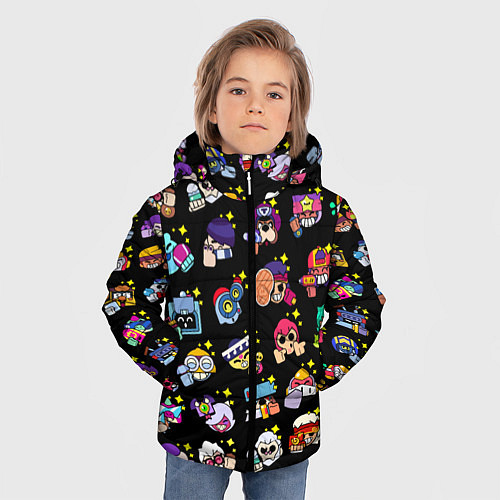 Зимняя куртка для мальчика Особые редкие значки Бравл Все Пины черный фон Spe / 3D-Черный – фото 3