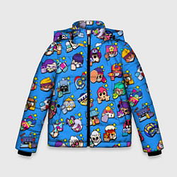 Куртка зимняя для мальчика Особые редкие значки Бравл Пины синий фон Brawl St, цвет: 3D-красный