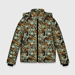 Куртка зимняя для мальчика Баксы, Оружие, Золото, цвет: 3D-светло-серый