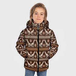 Куртка зимняя для мальчика Жирафы Африка паттерн, цвет: 3D-светло-серый — фото 2