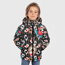 Куртка зимняя для мальчика Алиса в стране чудес - карты и время, цвет: 3D-светло-серый — фото 2