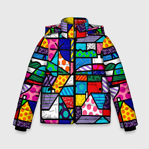 Зимняя куртка для мальчика Ромеро Бритто красочный узор / 3D-Светло-серый – фото 1