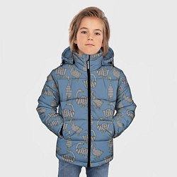 Куртка зимняя для мальчика Графические гуси паттерн, цвет: 3D-черный — фото 2