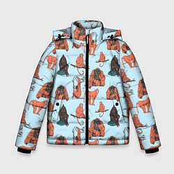 Куртка зимняя для мальчика Обезьянки паттерн, цвет: 3D-красный