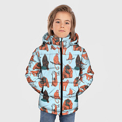 Куртка зимняя для мальчика Обезьянки паттерн, цвет: 3D-красный — фото 2