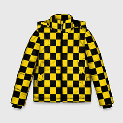 Куртка зимняя для мальчика Такси Шахматные Клетки, цвет: 3D-светло-серый