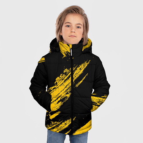 Зимняя куртка для мальчика BLACK AND YELLOW GRUNGE ГРАНЖ / 3D-Черный – фото 3