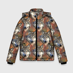 Куртка зимняя для мальчика Волки Wolfs паттерн, цвет: 3D-красный