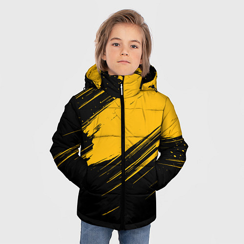 Зимняя куртка для мальчика Black and yellow grunge / 3D-Красный – фото 3