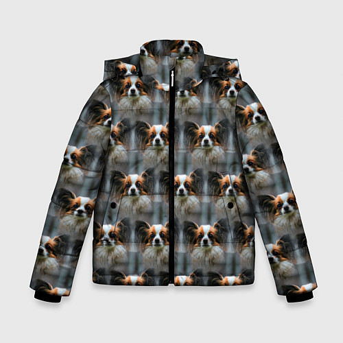 Зимняя куртка для мальчика Маленькая собачка паттерн / 3D-Светло-серый – фото 1