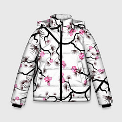 Куртка зимняя для мальчика Цветущий шиповник, цвет: 3D-черный