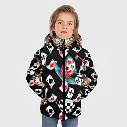 Куртка зимняя для мальчика Алиса в стране чудес - карты, цвет: 3D-светло-серый — фото 2