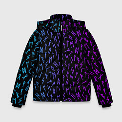 Куртка зимняя для мальчика Рунический алфавит Neon pattern, цвет: 3D-светло-серый