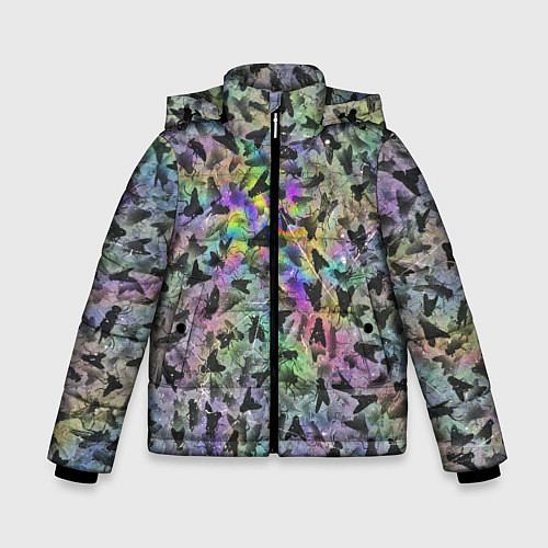 Зимняя куртка для мальчика Психоделические мухи / 3D-Светло-серый – фото 1