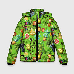 Куртка зимняя для мальчика Сочные фрукты паттерн, цвет: 3D-красный