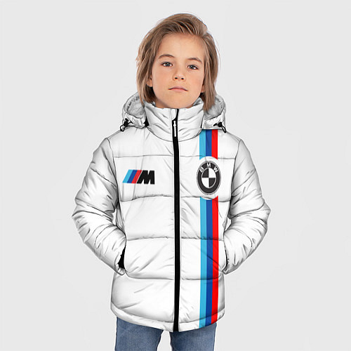 Зимняя куртка для мальчика БМВ 3 STRIPE BMW WHITE / 3D-Черный – фото 3