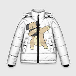 Куртка зимняя для мальчика Дэббинг дог мопс, Dabbing dog, цвет: 3D-черный