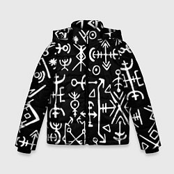 Куртка зимняя для мальчика Древние руны Паттерн, цвет: 3D-светло-серый