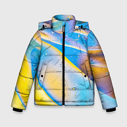 Куртка зимняя для мальчика Градиент Жёлто-Голубая Абстракция, цвет: 3D-красный