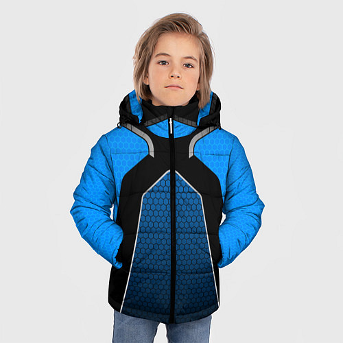 Зимняя куртка для мальчика ТЕХНОЛОГИЧЕСКАЯ БРОНЯ СИНЯЯ / 3D-Черный – фото 3
